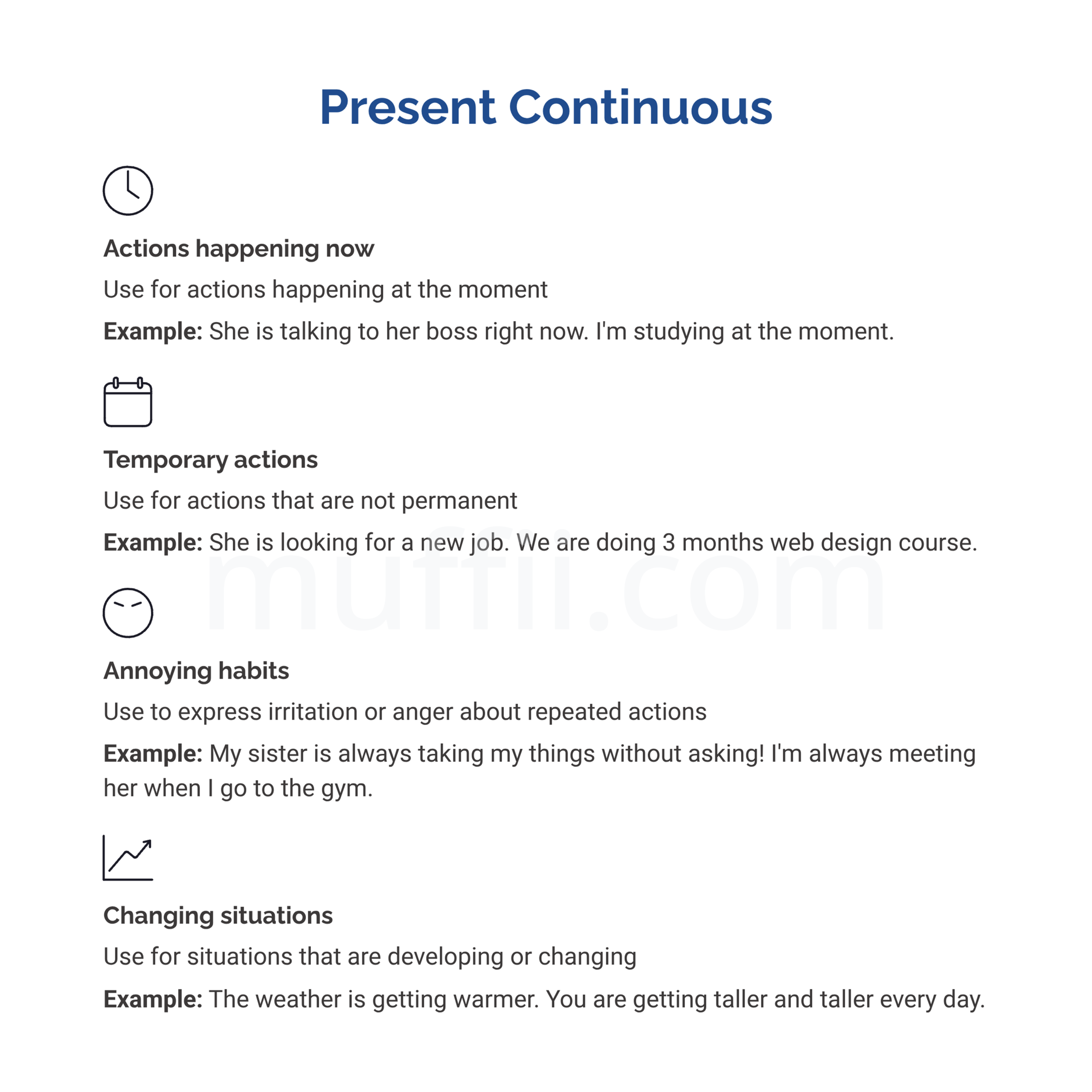 Present continuous A1 grammar exercises