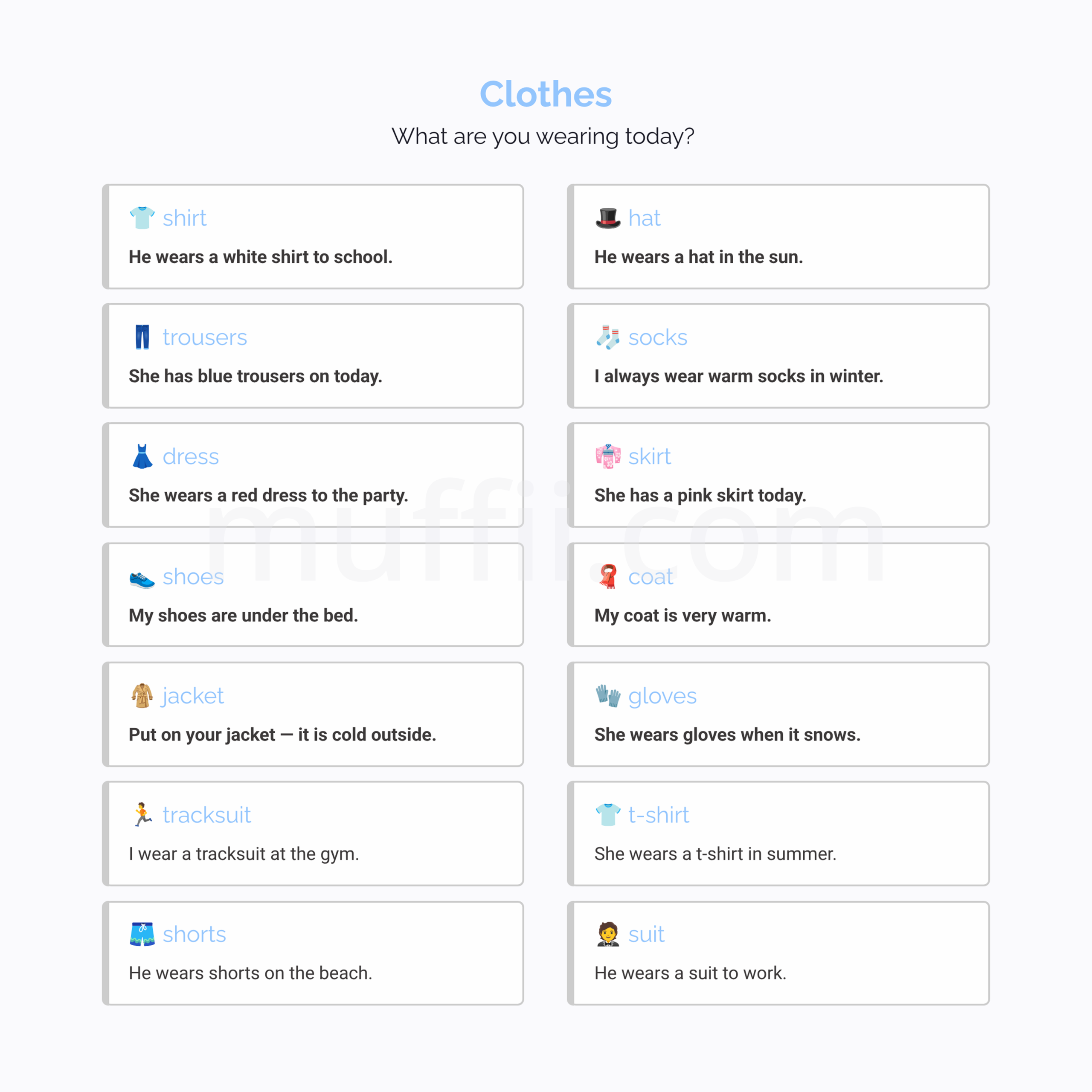 A1 Clothes vocabulary exercises