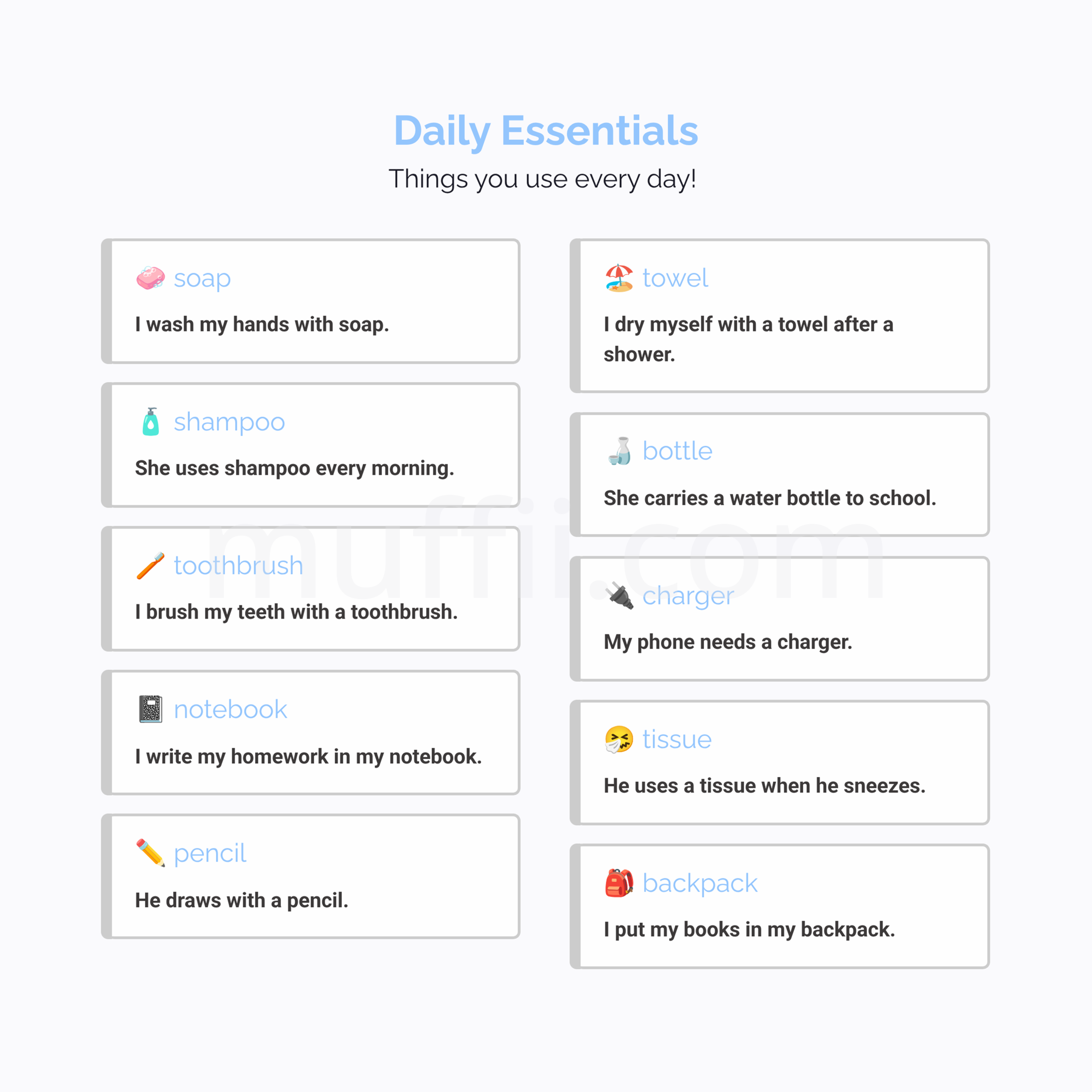 A1 Daily essentials vocabulary exercises