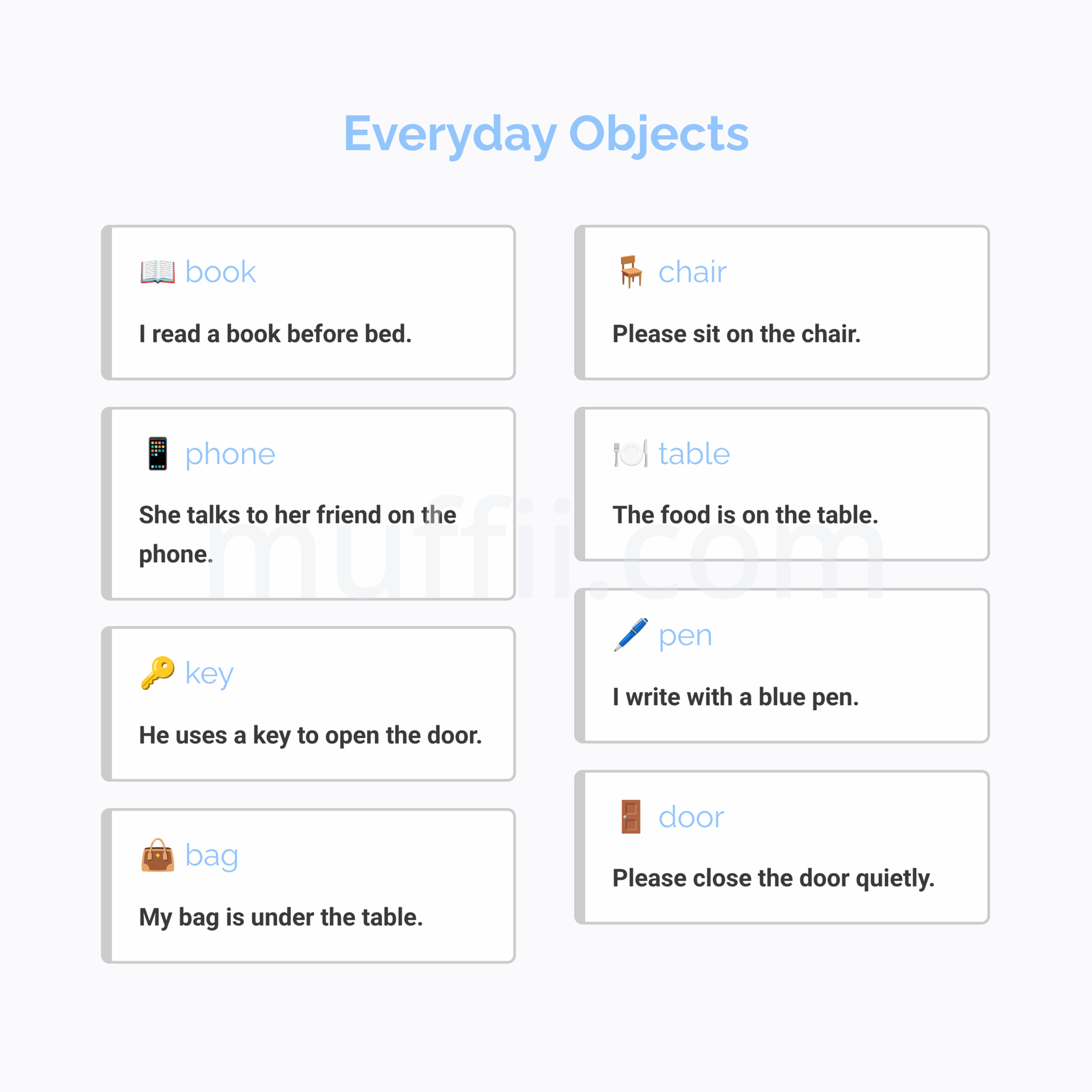 A1 Everyday objects vocabulary exercises