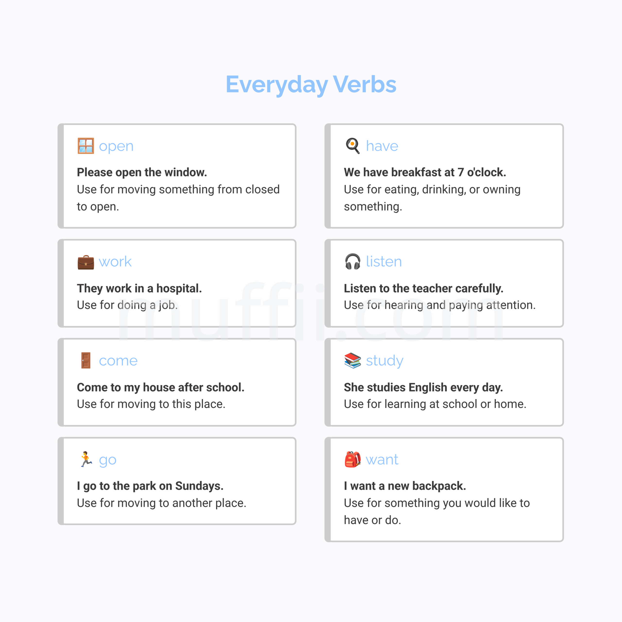 A1 Everyday verbs 2 vocabulary exercises