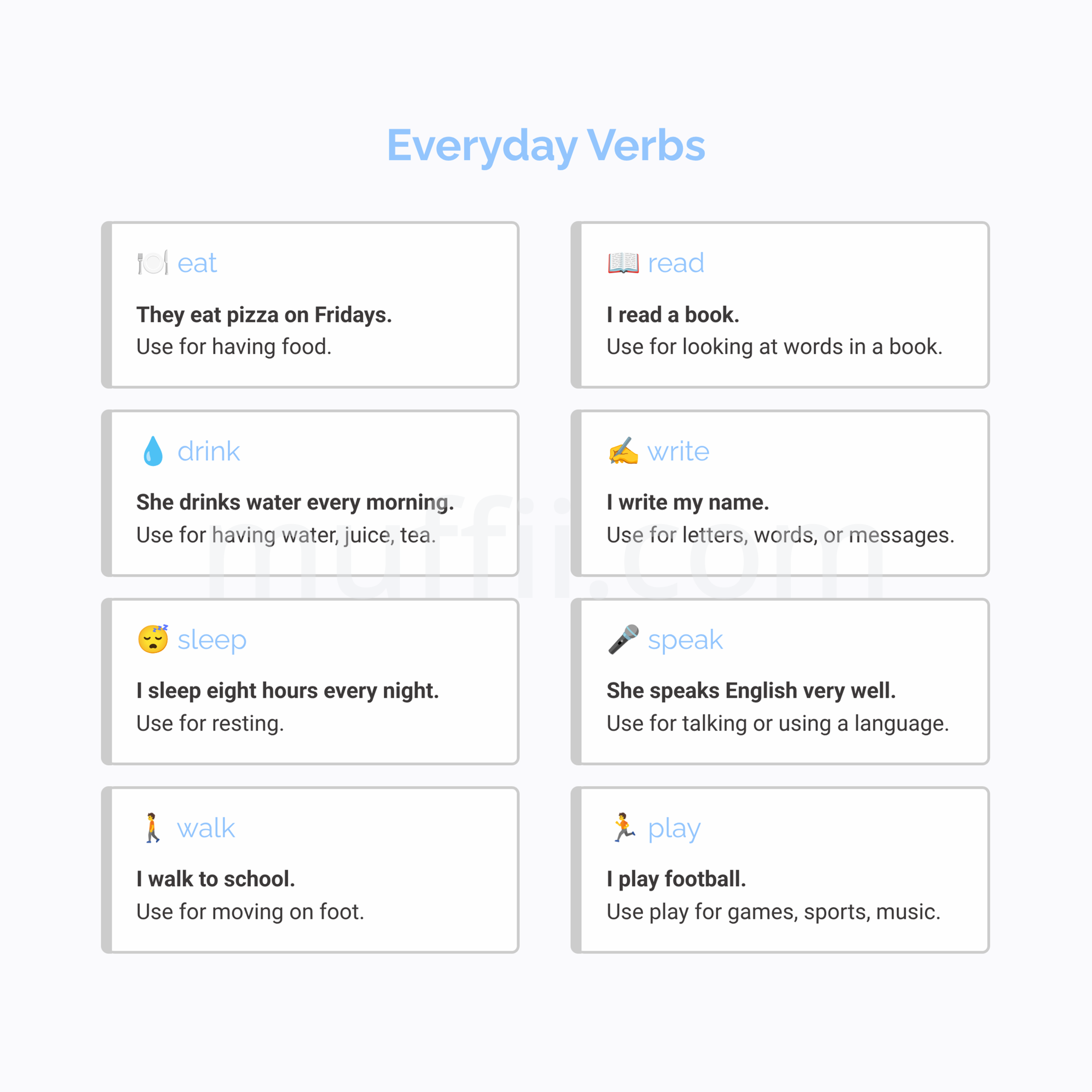 A1 Everyday verbs vocabulary exercises