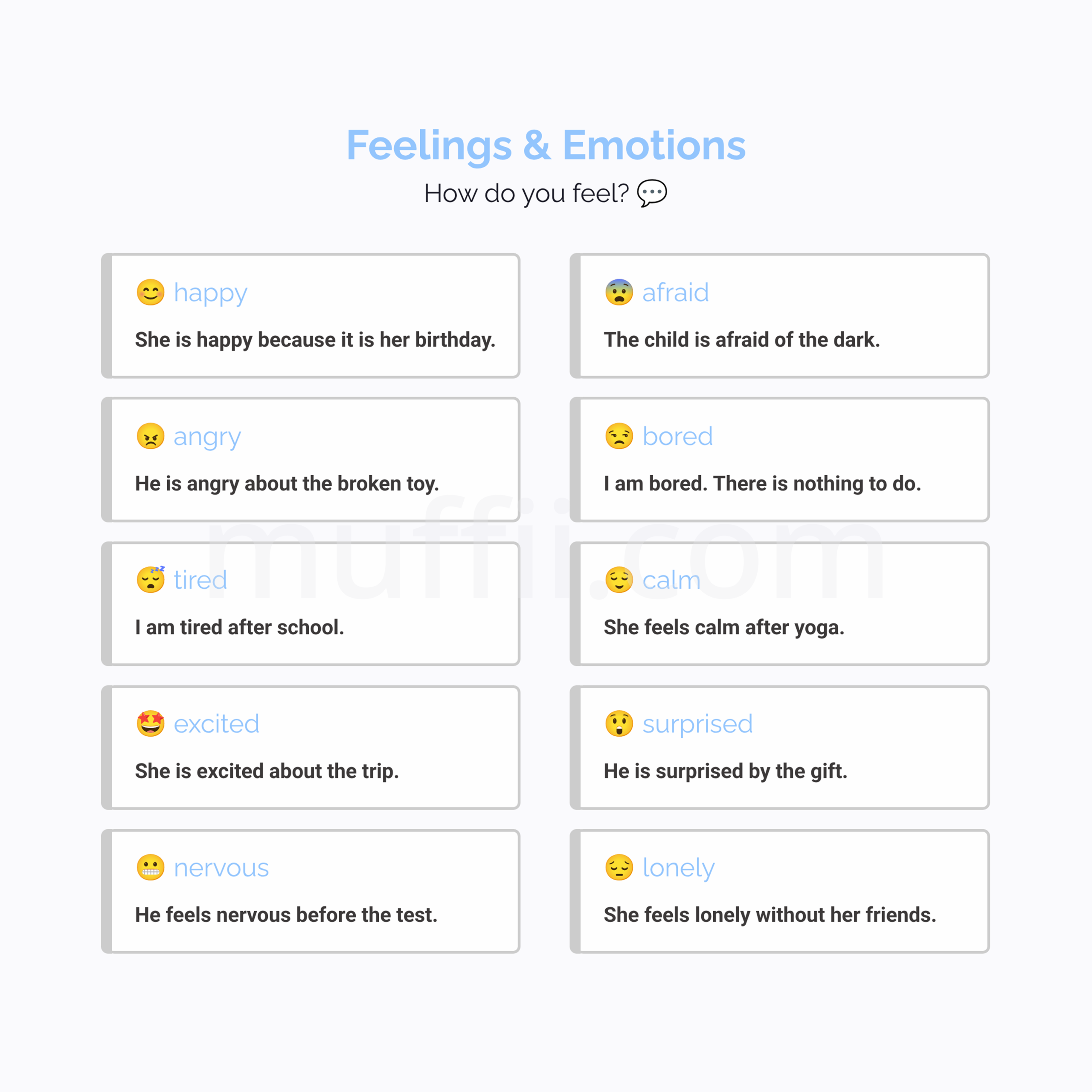 A1 Feelings and Emotions vocabulary exercises
