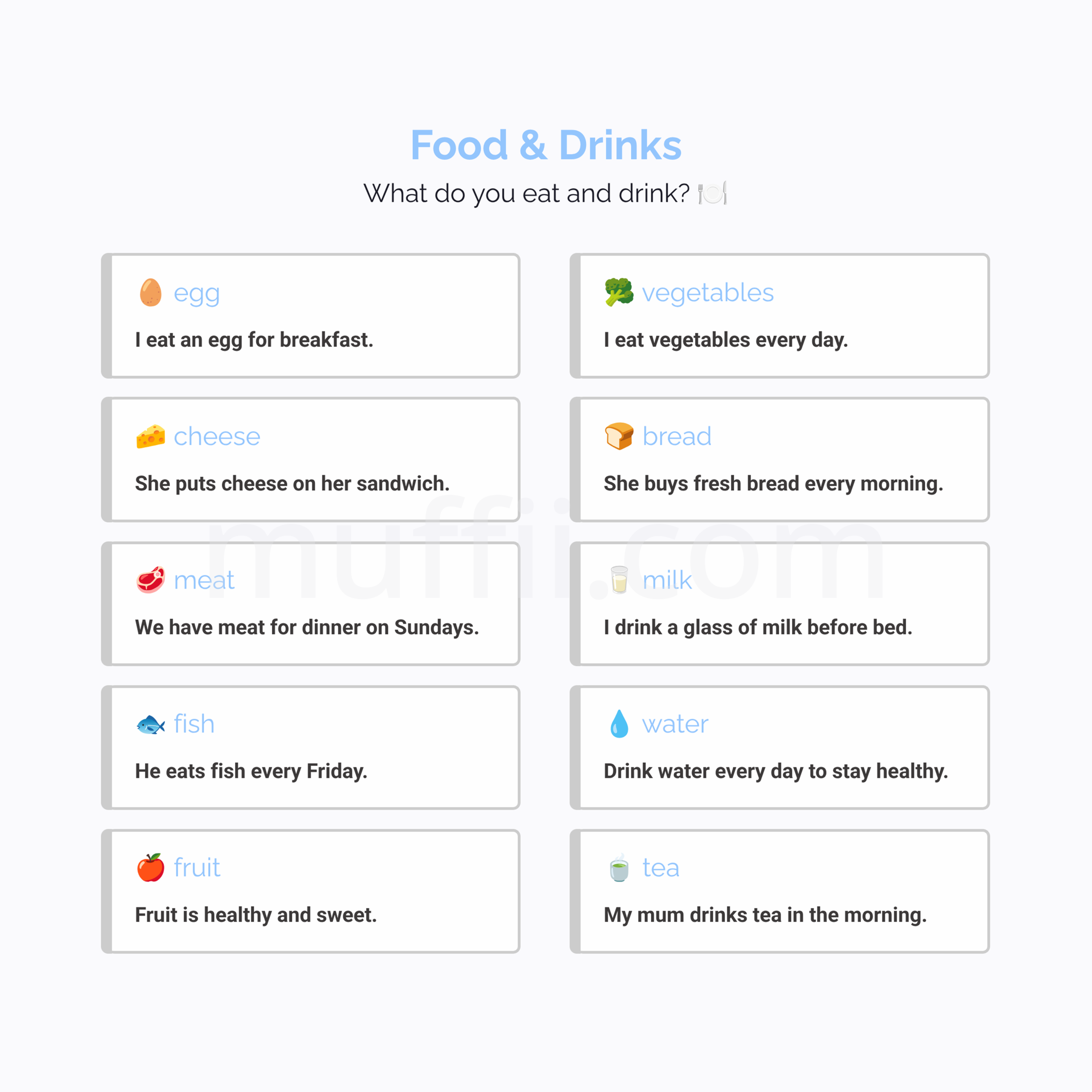 A1 Food and Drinks vocabulary exercises