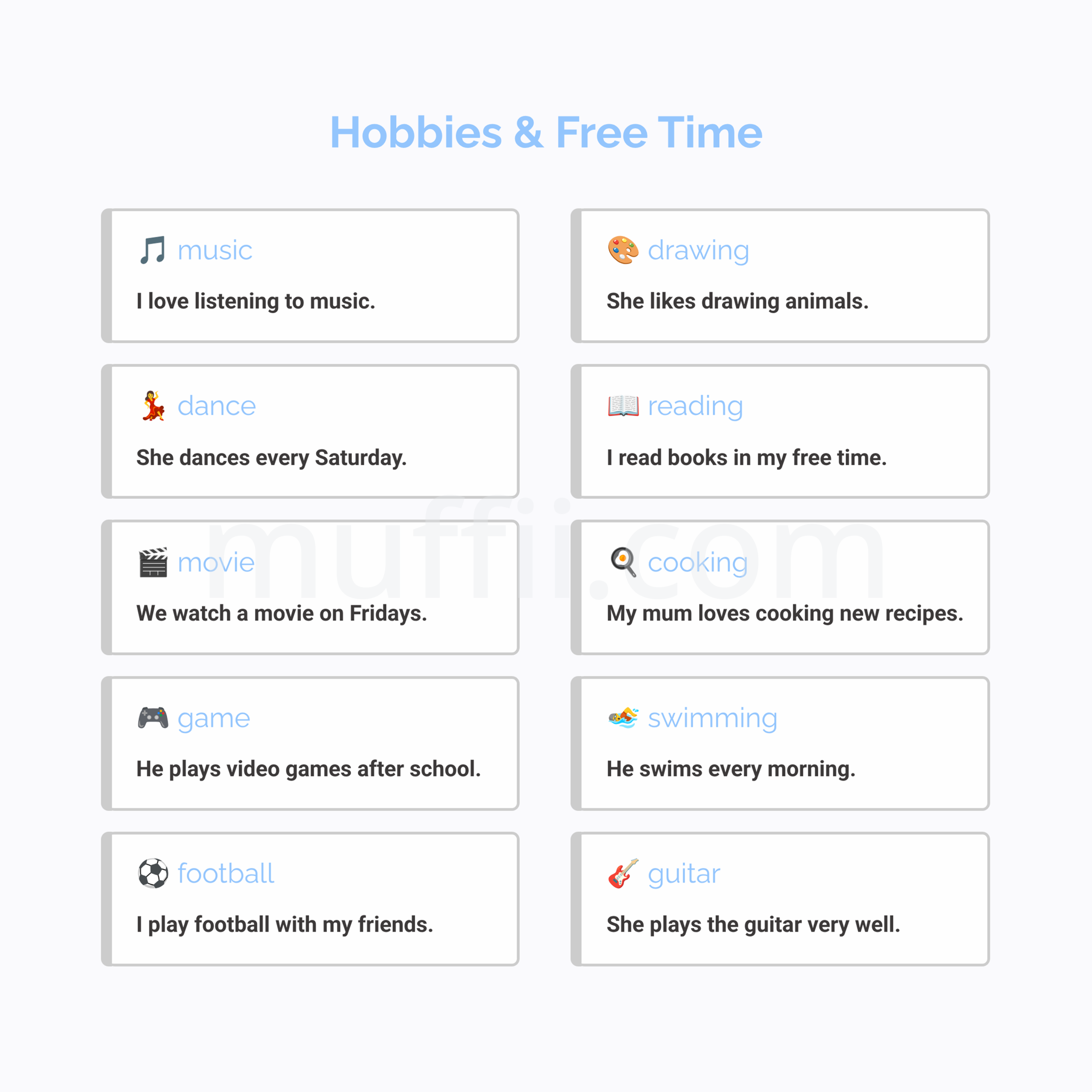 A1 Hobbies and Free time vocabulary exercises