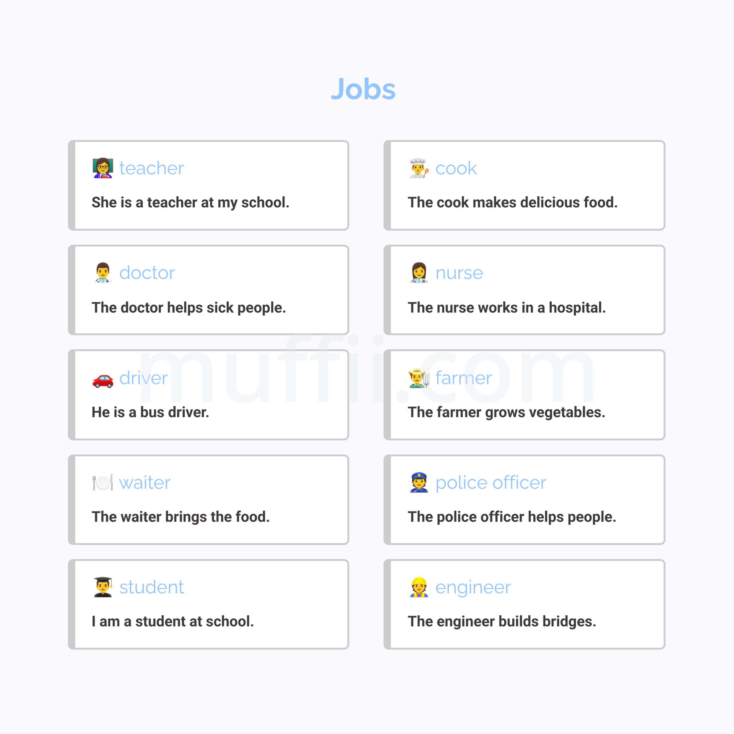 A1 Jobs vocabulary exercises