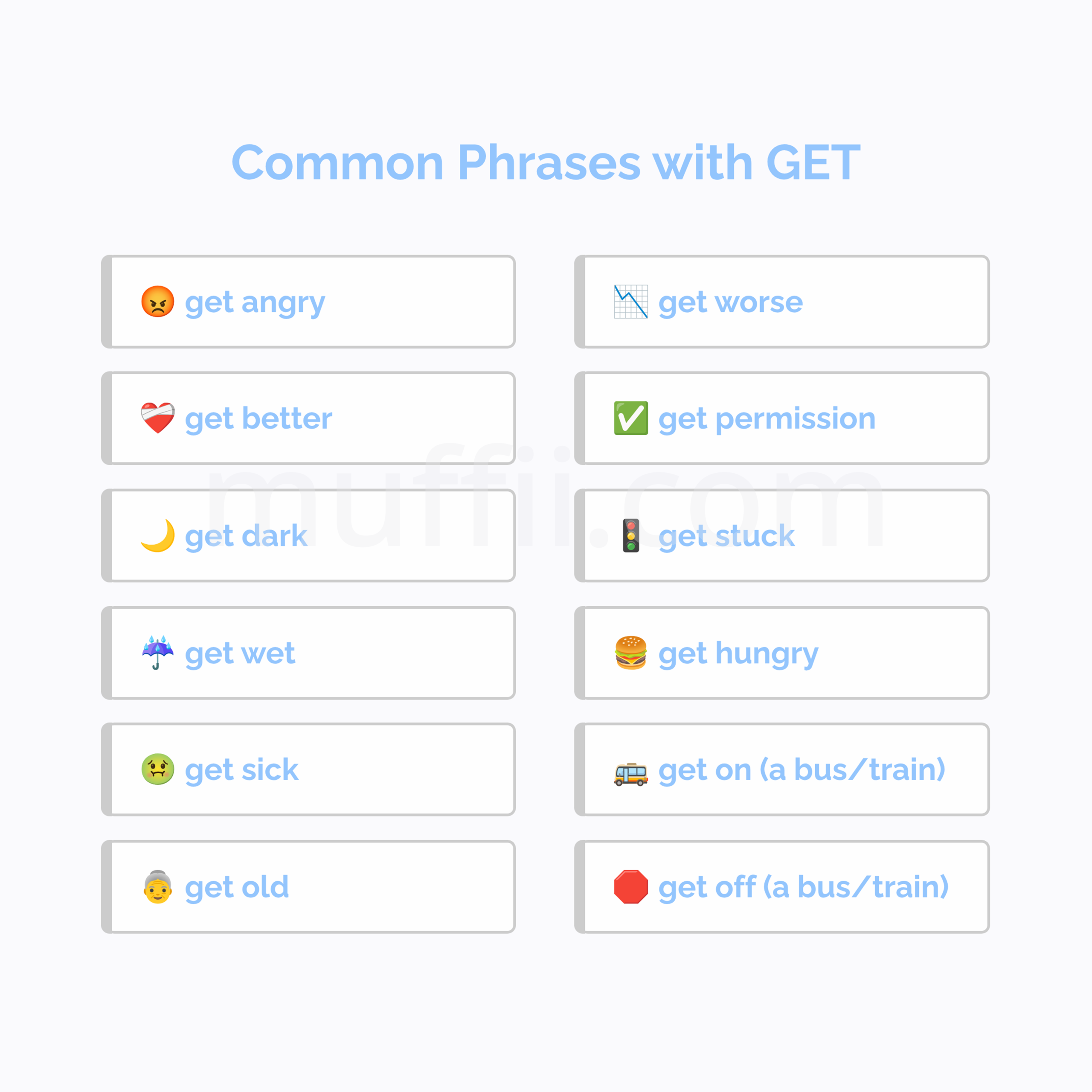 A2 Common phrases with GET vocabulary exercises