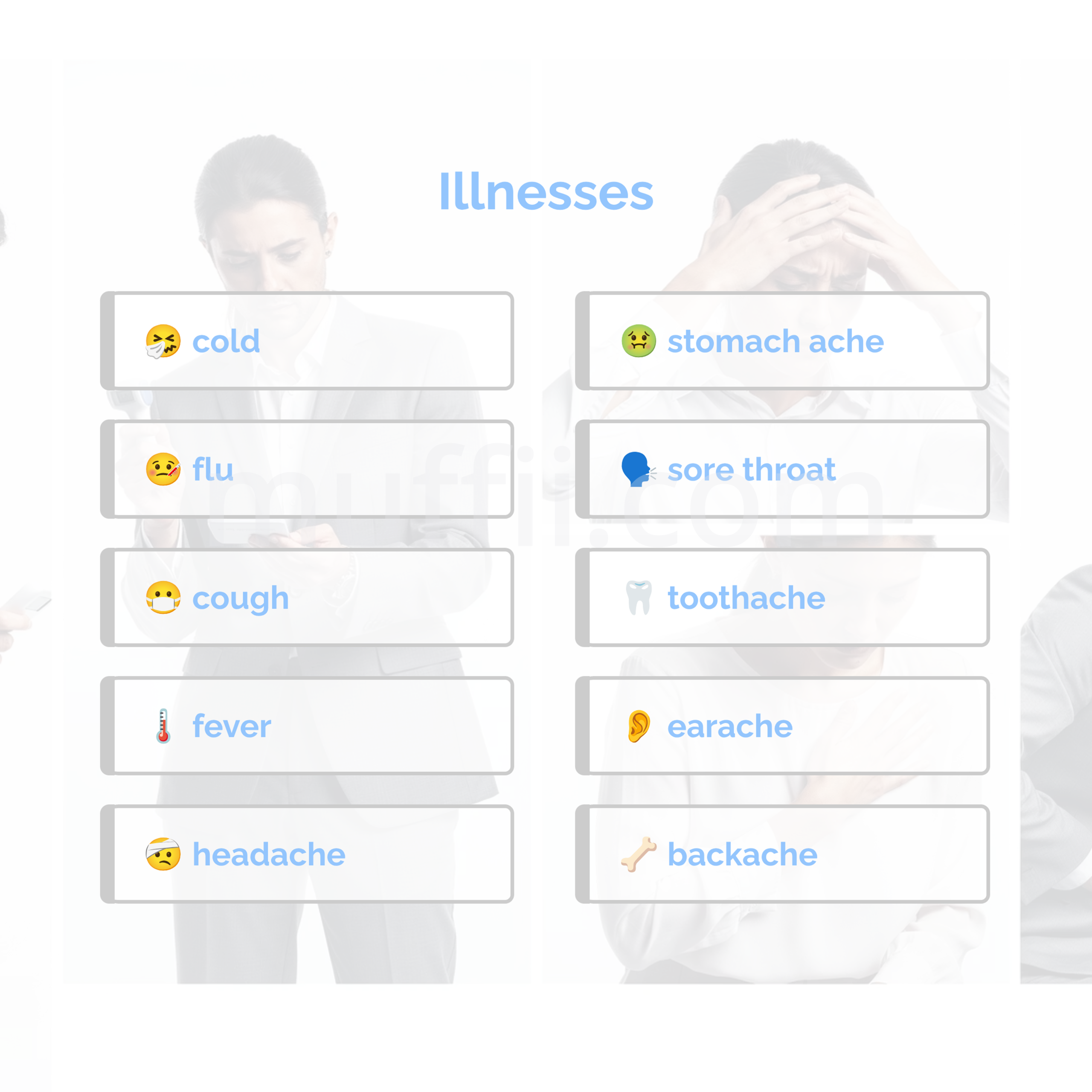 A2 Illnesses vocabulary exercises