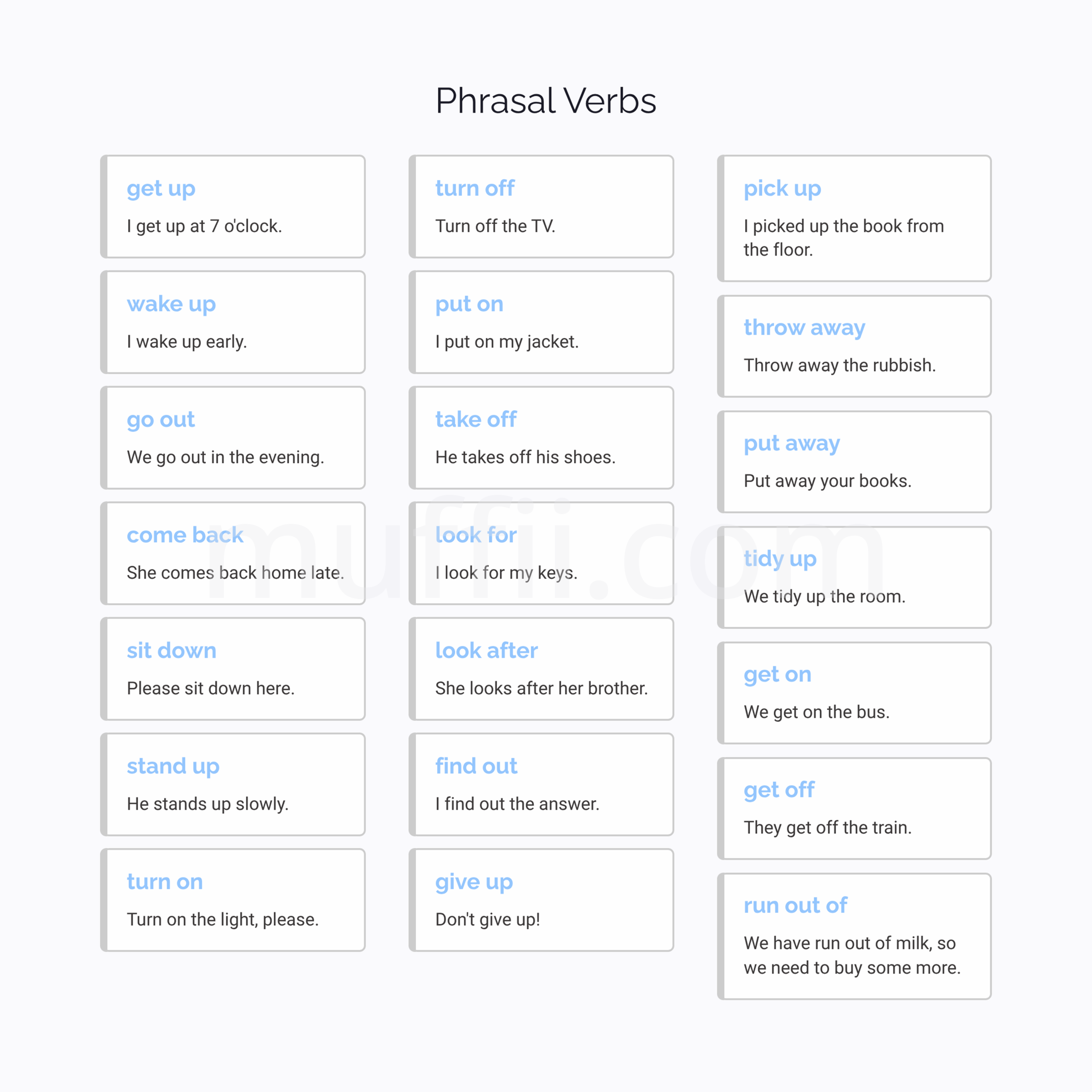 A2 Phrasal verbs vocabulary exercises