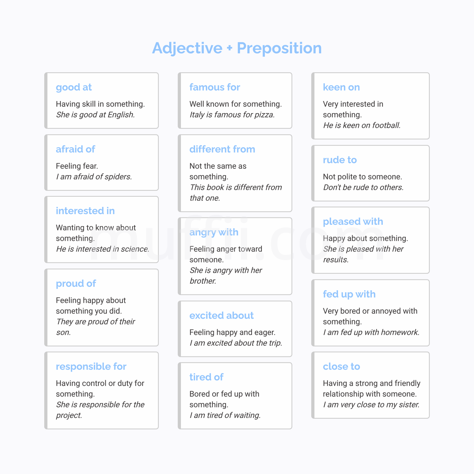 B1 Adjective and Preposition vocabulary exercises