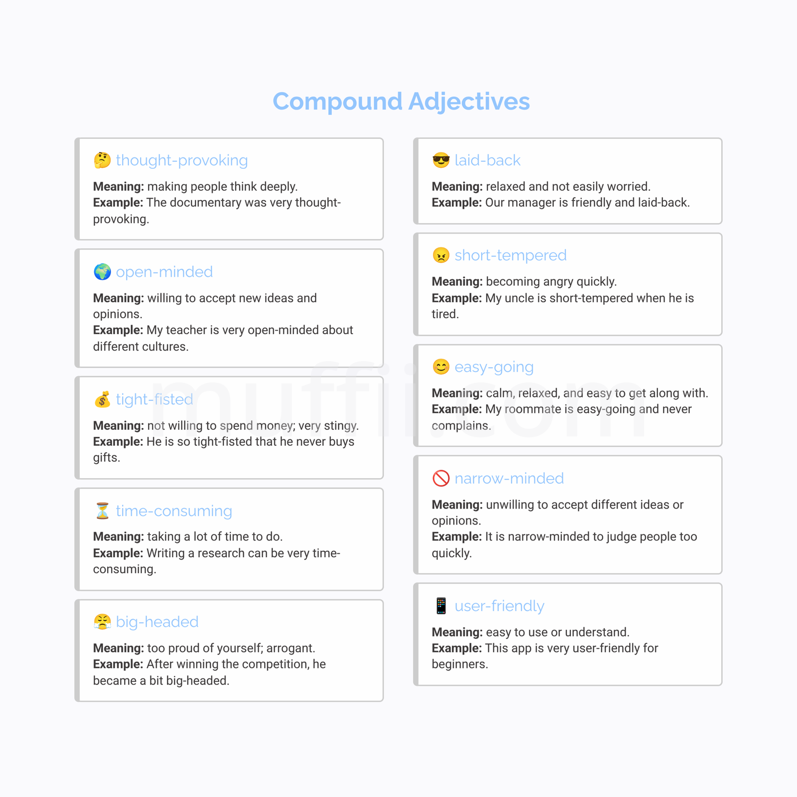 B2 Compound adjectives vocabulary exercises
