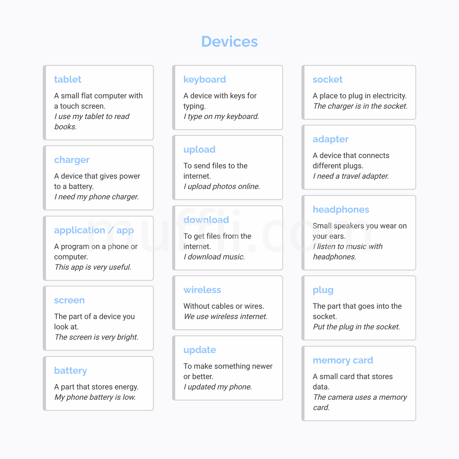 B1 Devices vocabulary exercises