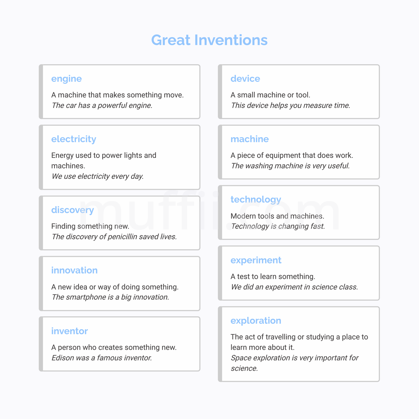 B1 Great Inventions vocabulary exercises