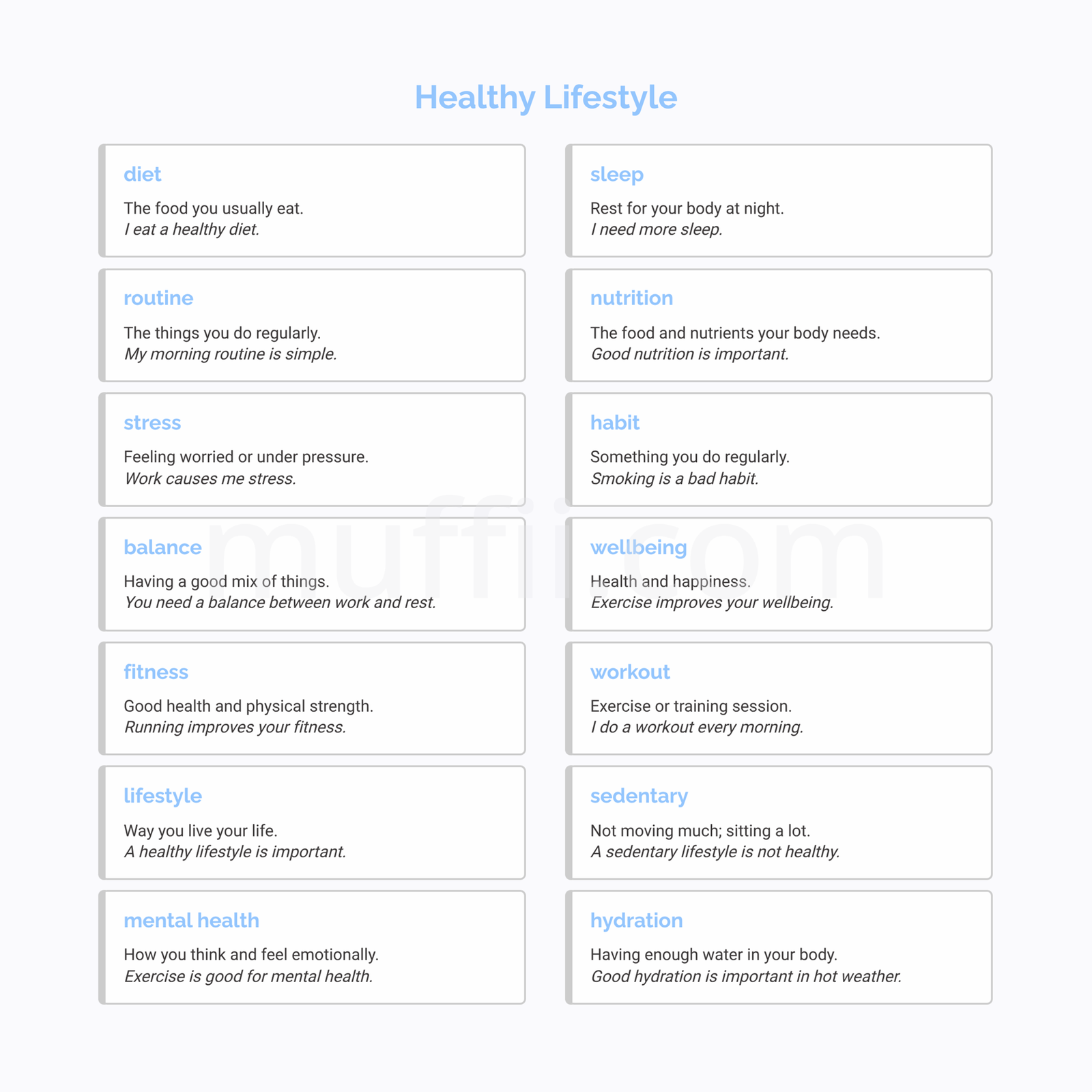 B1 Healthy lifestyle vocabulary exercises