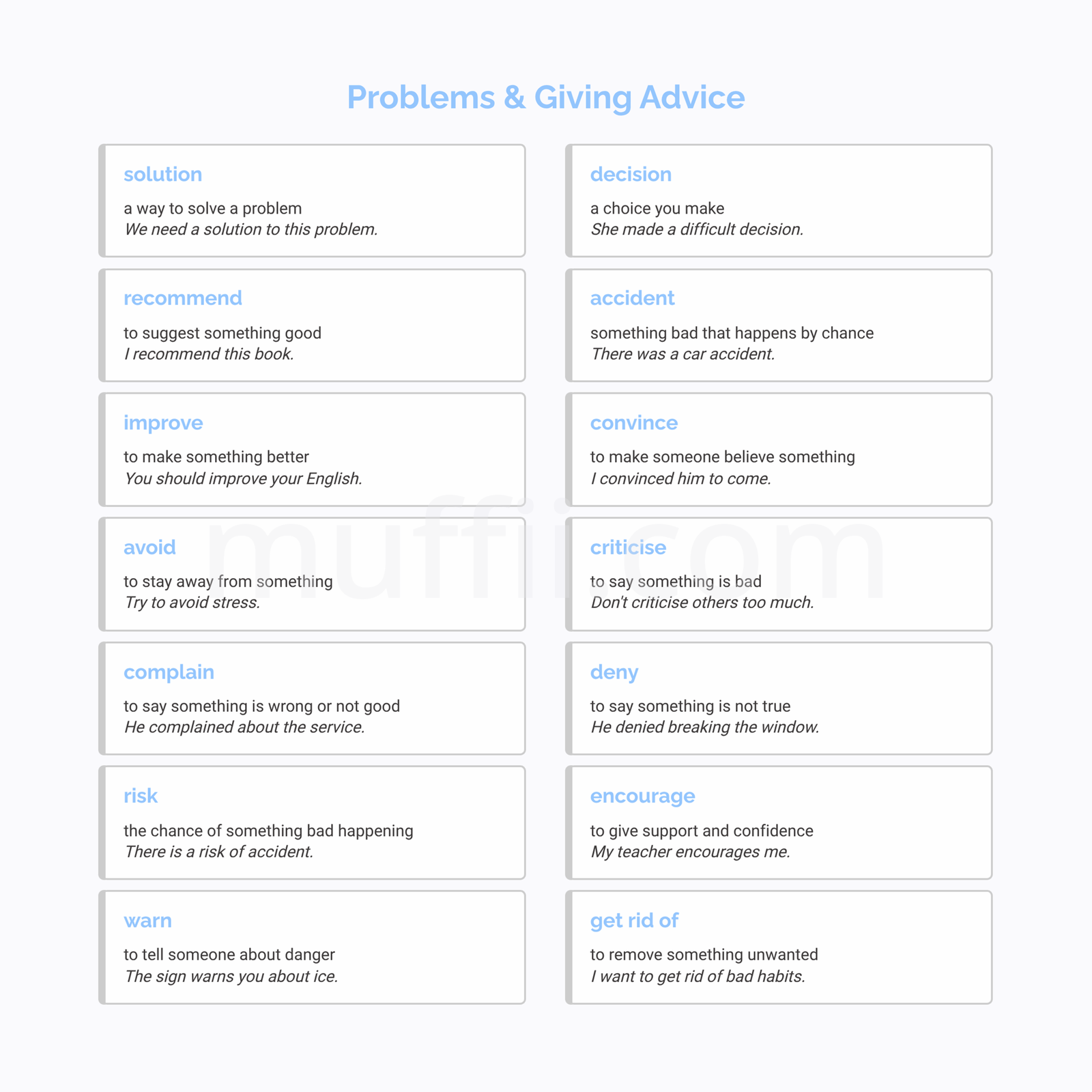 B1 Problems and Giving advice vocabulary exercises