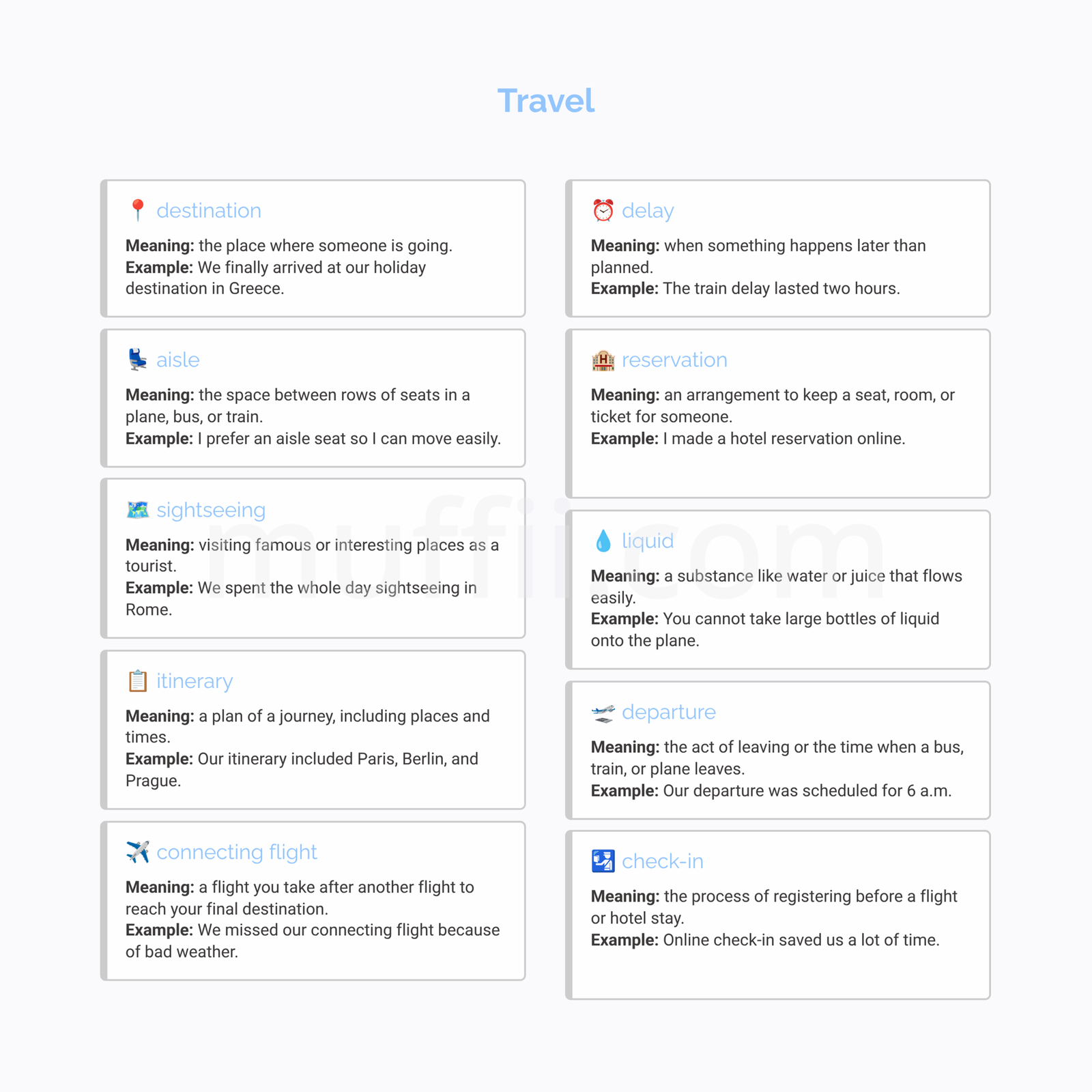 B2 Travel vocabulary exercises