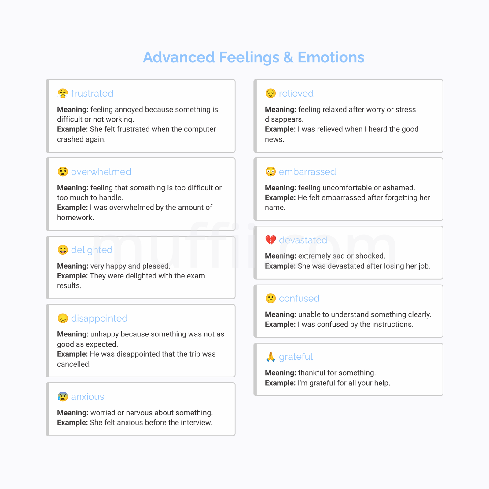 B2 Advanced feelings and emotions vocabulary exercises